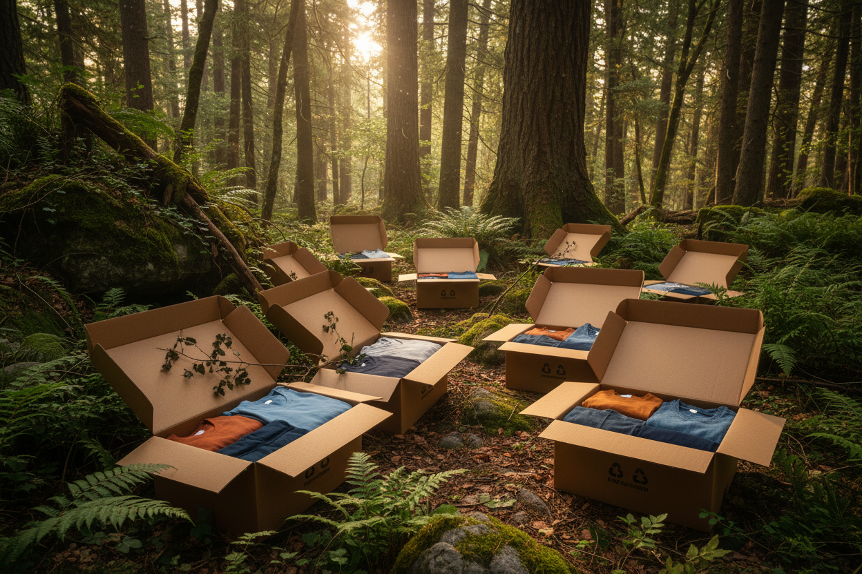 clothing boxes forest
