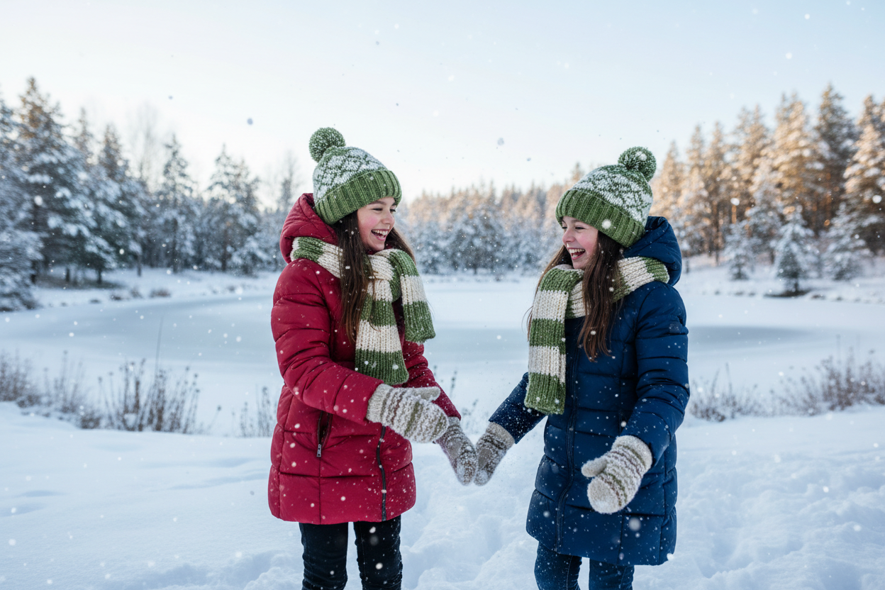 girls wearing winter clothes